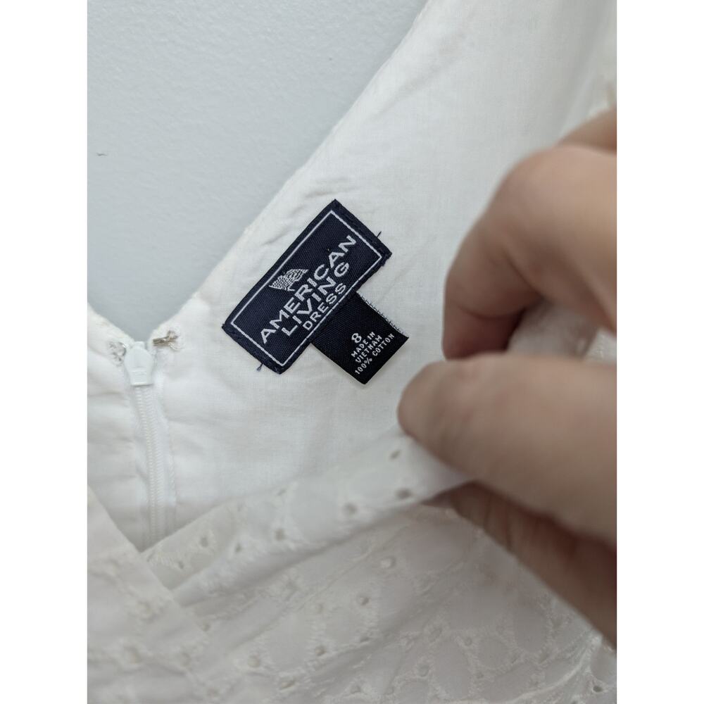 NEW American Living White Cotton Eyelet Lined Fit and Flare Dress Size 8 - Picture 5 of 11
